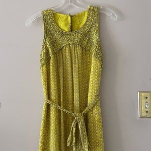 Yellow A-line high neck sleeveless maxi dress